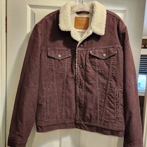 Levi's Corduroy Sherpa Trucker Jacket - Burgundy - Men's Medium